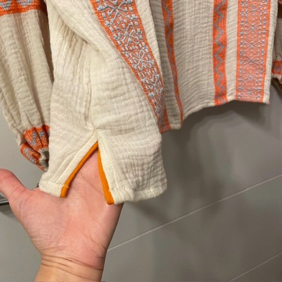 By Together Embroidered Avalon Long Sleeve Oversized Top Cotton Medium Boho - Picture 10 of 16